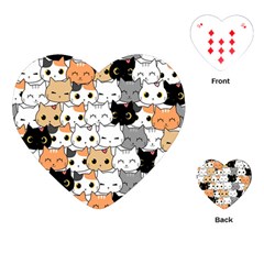 Cute-cat-kitten-cartoon-doodle-seamless-pattern Playing Cards Single Design (heart)