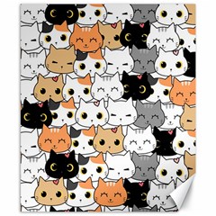 Cute-cat-kitten-cartoon-doodle-seamless-pattern Canvas 8  X 10 