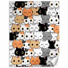 Cute-cat-kitten-cartoon-doodle-seamless-pattern Canvas 36  X 48  by Jancukart