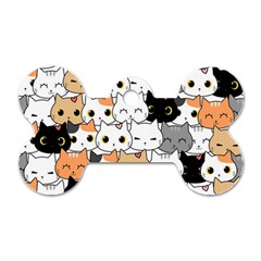 Cute-cat-kitten-cartoon-doodle-seamless-pattern Dog Tag Bone (one Side)