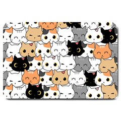 Cute-cat-kitten-cartoon-doodle-seamless-pattern Large Doormat