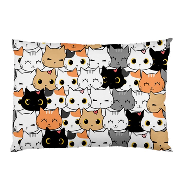 Cute-cat-kitten-cartoon-doodle-seamless-pattern Pillow Case (Two Sides)