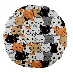 Cute-cat-kitten-cartoon-doodle-seamless-pattern Large 18  Premium Round Cushions