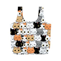 Cute-cat-kitten-cartoon-doodle-seamless-pattern Full Print Recycle Bag (m) by Jancukart