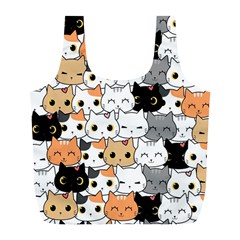 Cute-cat-kitten-cartoon-doodle-seamless-pattern Full Print Recycle Bag (l) by Jancukart