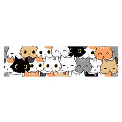 Cute-cat-kitten-cartoon-doodle-seamless-pattern Oblong Satin Scarf (16  X 60 )