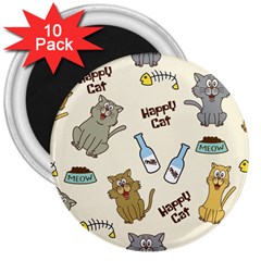 Happy-cats-pattern-background 3  Magnets (10 Pack) 