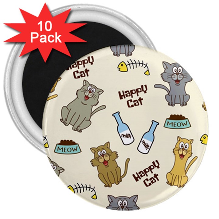 Happy-cats-pattern-background 3  Magnets (10 pack) 