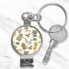 Happy-cats-pattern-background Nail Clippers Key Chain