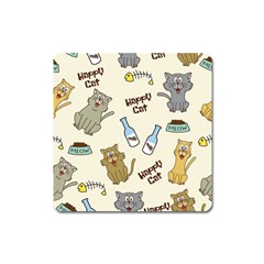 Happy-cats-pattern-background Square Magnet