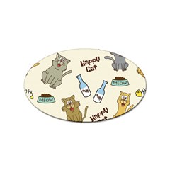 Happy-cats-pattern-background Sticker Oval (10 Pack)