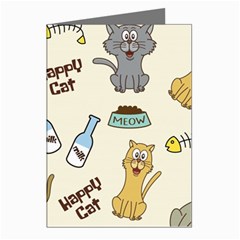 Happy-cats-pattern-background Greeting Cards (pkg Of 8)