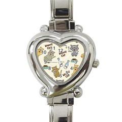 Happy-cats-pattern-background Heart Italian Charm Watch