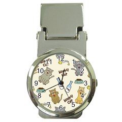 Happy-cats-pattern-background Money Clip Watches