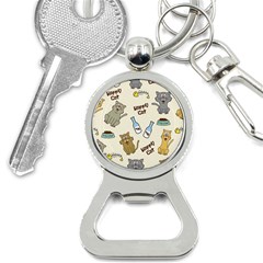 Happy-cats-pattern-background Bottle Opener Key Chain