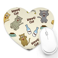 Happy-cats-pattern-background Heart Mousepad