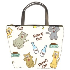 Happy-cats-pattern-background Bucket Bag by Jancukart