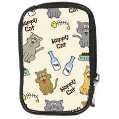 Happy-cats-pattern-background Compact Camera Leather Case