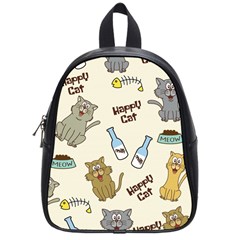 Happy-cats-pattern-background School Bag (small)