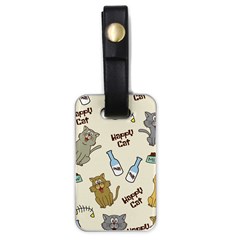 Happy-cats-pattern-background Luggage Tag (one Side)