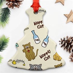 Happy-cats-pattern-background Christmas Tree Ornament (two Sides)