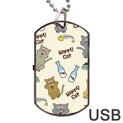 Happy-cats-pattern-background Dog Tag Usb Flash (two Sides)