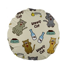 Happy-cats-pattern-background Standard 15  Premium Round Cushions