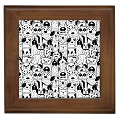 Seamless-pattern-with-black-white-doodle-dogs Framed Tile