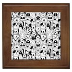 Seamless-pattern-with-black-white-doodle-dogs Framed Tile Front