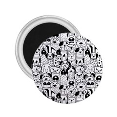 Seamless-pattern-with-black-white-doodle-dogs 2 25  Magnets by Jancukart