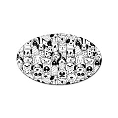 Seamless-pattern-with-black-white-doodle-dogs Sticker (oval)