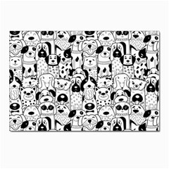 Seamless-pattern-with-black-white-doodle-dogs Postcard 4 x 6  (pkg Of 10) by Jancukart