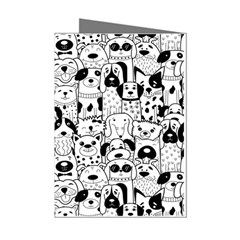 Seamless-pattern-with-black-white-doodle-dogs Mini Greeting Cards (pkg Of 8)