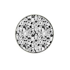 Seamless-pattern-with-black-white-doodle-dogs Hat Clip Ball Marker (4 Pack)