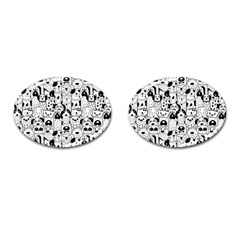 Seamless-pattern-with-black-white-doodle-dogs Cufflinks (oval)