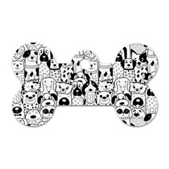 Seamless-pattern-with-black-white-doodle-dogs Dog Tag Bone (two Sides) by Jancukart