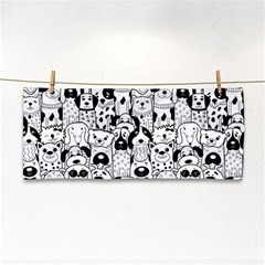 Seamless-pattern-with-black-white-doodle-dogs Hand Towel by Jancukart