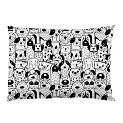 Seamless-pattern-with-black-white-doodle-dogs Pillow Case by Jancukart