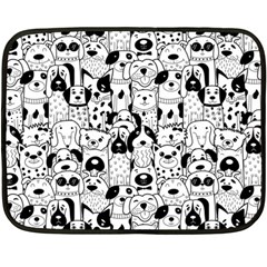 Seamless-pattern-with-black-white-doodle-dogs Fleece Blanket (mini) by Jancukart