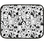 Seamless-pattern-with-black-white-doodle-dogs Fleece Blanket (Mini) 35 x27  Blanket