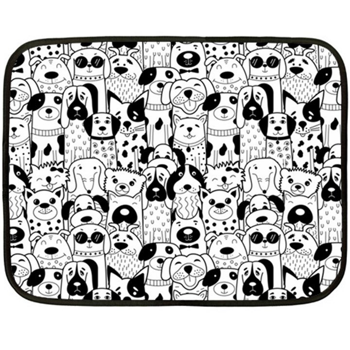 Seamless-pattern-with-black-white-doodle-dogs Fleece Blanket (Mini)