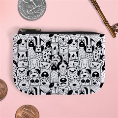 Seamless-pattern-with-black-white-doodle-dogs Mini Coin Purse by Jancukart