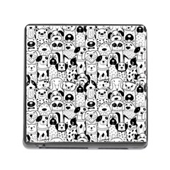 Seamless-pattern-with-black-white-doodle-dogs Memory Card Reader (square 5 Slot)