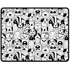 Seamless-pattern-with-black-white-doodle-dogs Fleece Blanket (medium) 