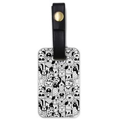 Seamless-pattern-with-black-white-doodle-dogs Luggage Tag (one Side)