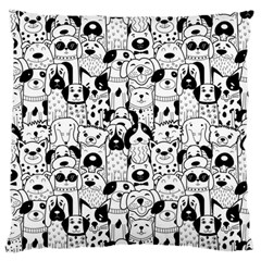 Seamless-pattern-with-black-white-doodle-dogs Large Cushion Case (two Sides)