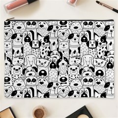 Seamless-pattern-with-black-white-doodle-dogs Cosmetic Bag (xxxl)