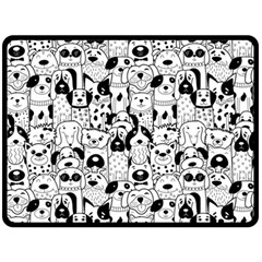 Seamless-pattern-with-black-white-doodle-dogs Double Sided Fleece Blanket (large)  by Jancukart