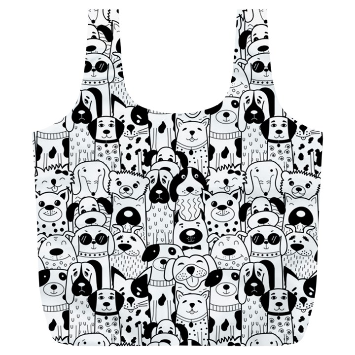 Seamless-pattern-with-black-white-doodle-dogs Full Print Recycle Bag (XL)