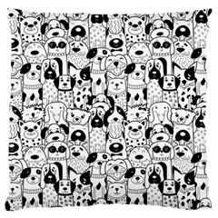 Seamless-pattern-with-black-white-doodle-dogs Standard Flano Cushion Case (one Side) by Jancukart